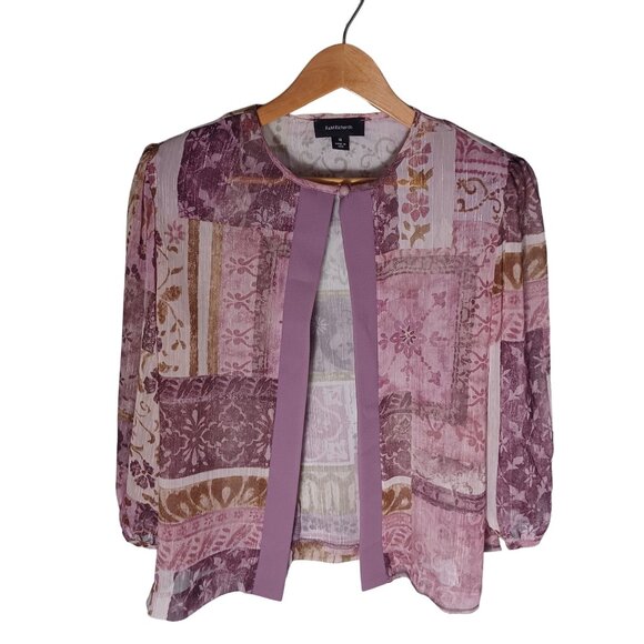 R&M Richards Tops - Vintage R&M Richards Cardigan Jacket Womens 10 Purple Patchwork Sheer Whimsy